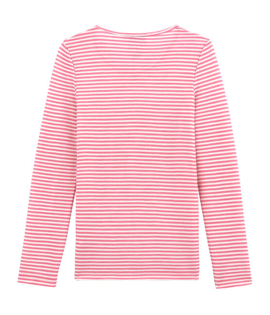 women's long sleeved cotton and wool t•shirt CHEEK pink/MARSHMALLOW white