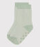 Babies' Non-Slip Cotton Socks HERBIER green/MARSHMALLOW