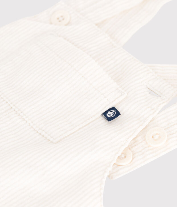 Babies' plain corduroy dungarees MILK