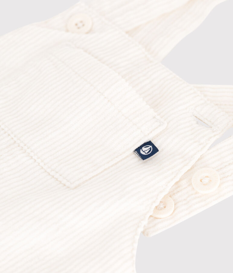 Babies' plain corduroy dungarees Ecru