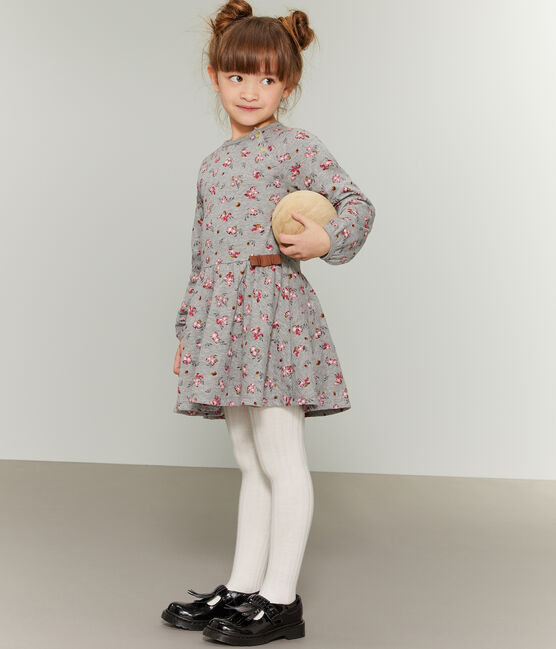 Girls' Print Dress BELUGA grey/MULTICO white