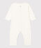 Babies' Starry Footless Cotton Pyjamas MARSHMALLOW white/MISTIGRI white