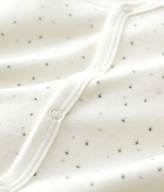 Babies' White Starry Organic Cotton Velour Sleepsuit MARSHMALLOW white/MULTICO white