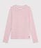 Women's long-sleeved stripy cotton T-shirt white/red