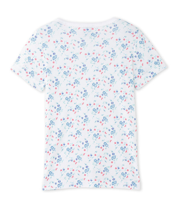 Girl's printed T-shirt white/blue/multicolor