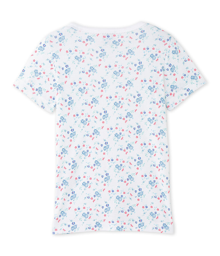 Girl's printed T-shirt white/blue/multicolor