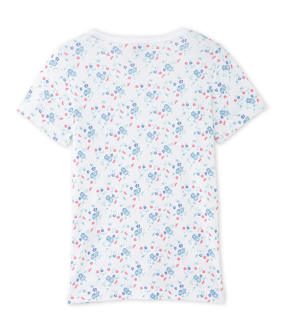 Girl's printed T-shirt ECUME white/BLEU blue/MULTICO