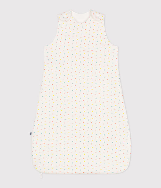 Babies' 1 TOG printed cotton sleeping bag MARSHMALLOW white/MULTICO white