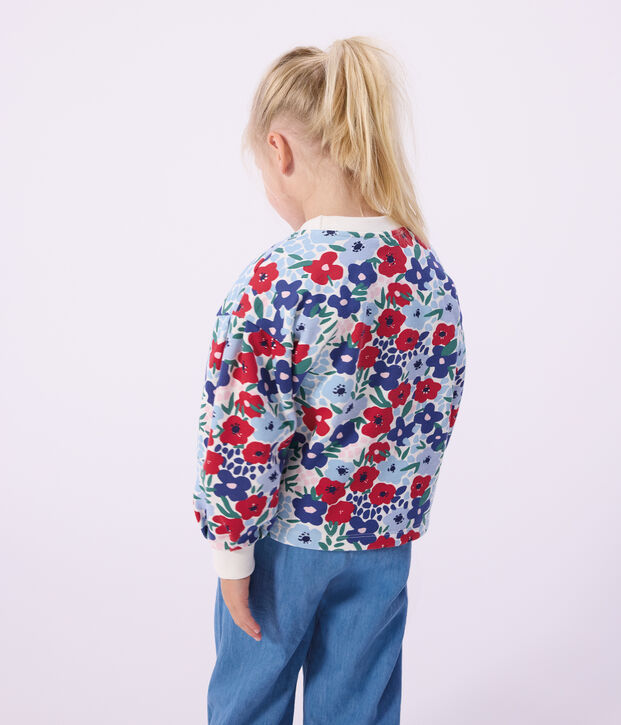 Children's floral print cotton sweatshirt white/multicolor
