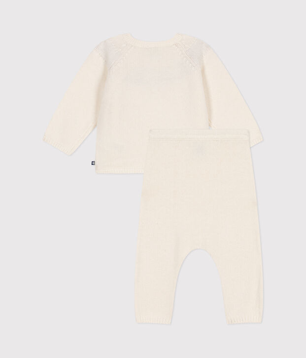 Babies' two-piece knitted outfit white/red