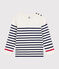 Children's stripy jumper in wool and cotton MARSHMALLOW blue/SOIR