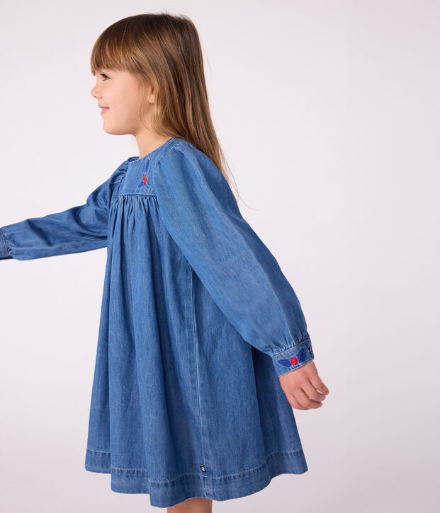 Children's long-sleeved denim dress blue