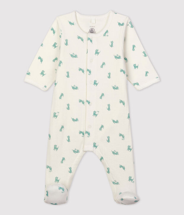 Babies' Organic Cotton Bodyjama white/green