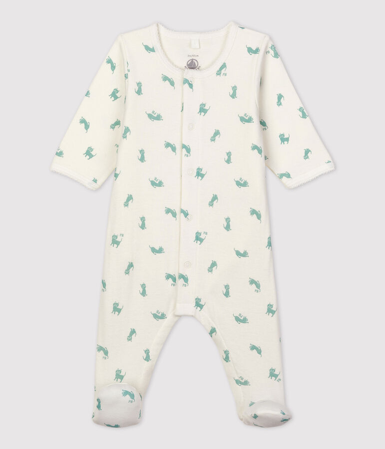 Babies' Organic Cotton Bodyjama MARSHMALLOW white/HERBIER