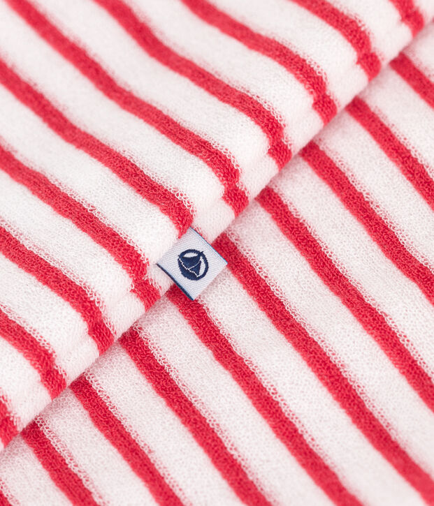 Babies' short stripy cotton jumpsuit red/red