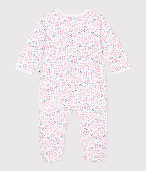 Babies' floral-print velour pyjama suit MARSHMALLOW white/MULTICO white