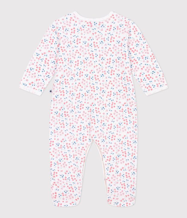 Babies' floral-print velour pyjama suit white/multicolor