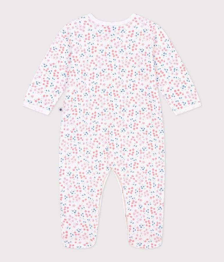 Babies' floral-print velour pyjama suit white/multicolor