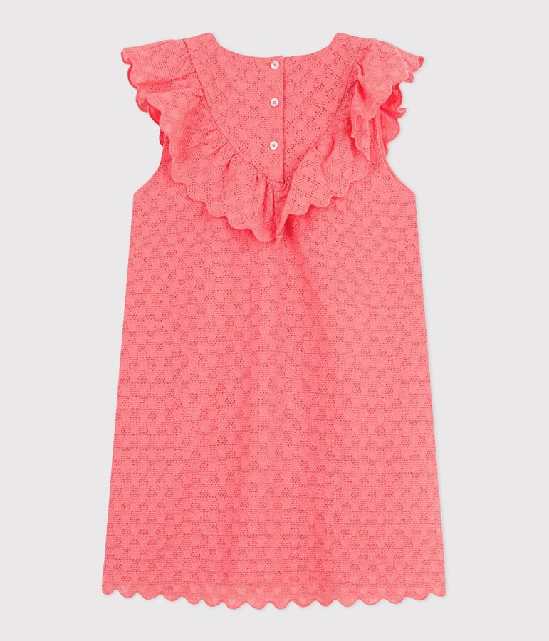 Children's short-sleeved heart-patterned cotton dress pink