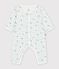 Babies' footless fox-print cotton pyjama suit white/blue