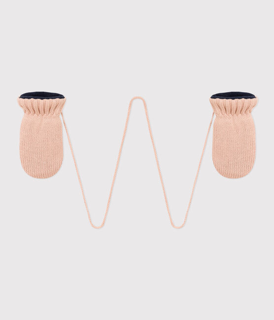Babies' Knit Mittens with Recycled Fleece Lining SALINE pink