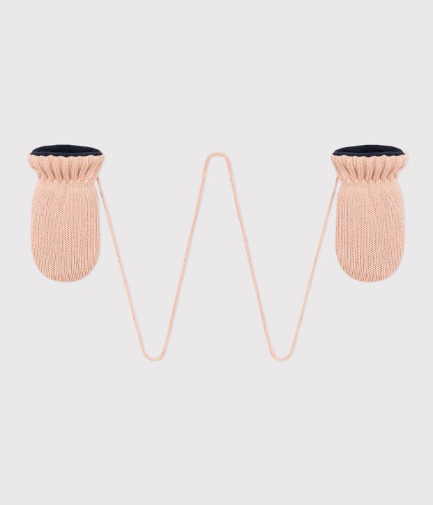 Babies' Knit Mittens with Recycled Fleece Lining pink
