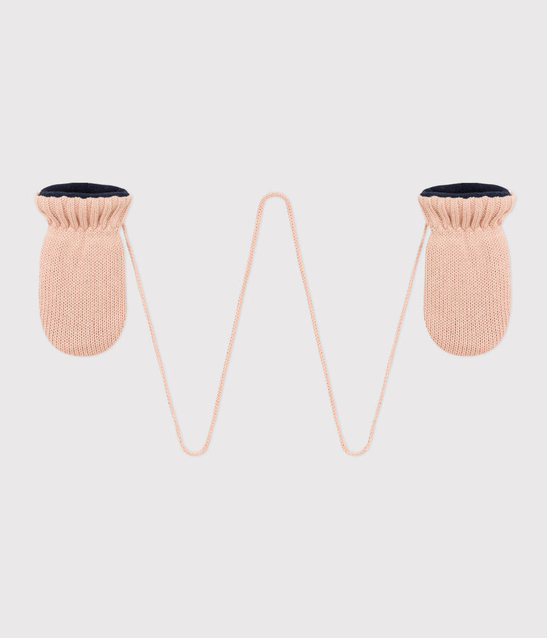 Babies' Knit Mittens with Recycled Fleece Lining pink