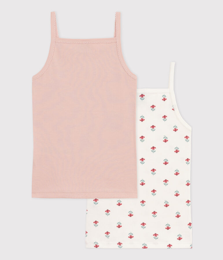 Girls' Floral Cotton Strappy Vest Tops - 2-Pack variante 1