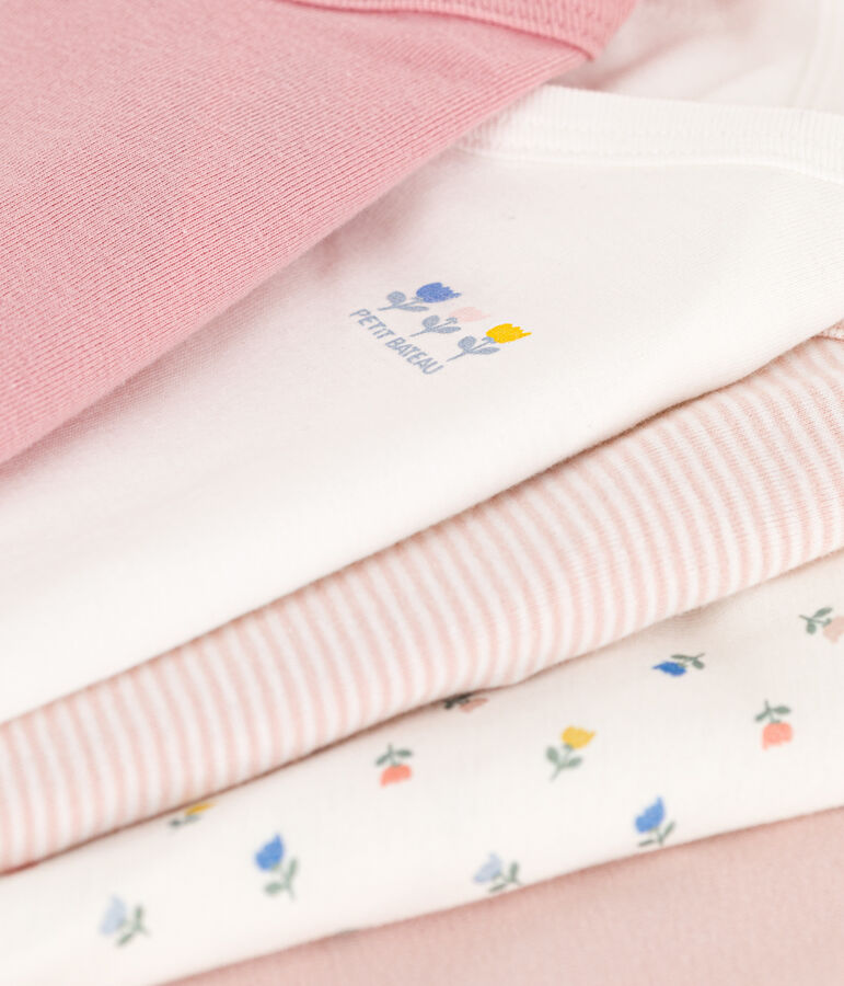 Long-Sleeved Wrapover Printed Cotton Bodysuits - Pack of 5 multicolor