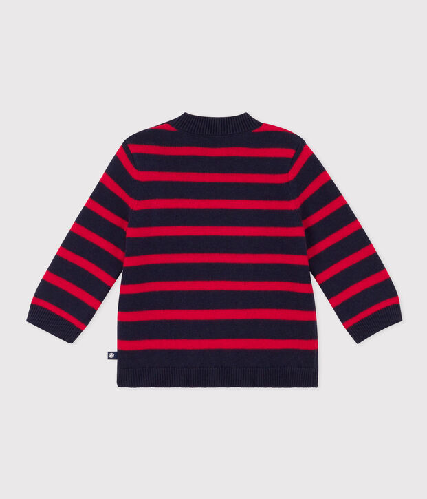 Babies' Cotton/Wool Breton Striped Pullover blue/red