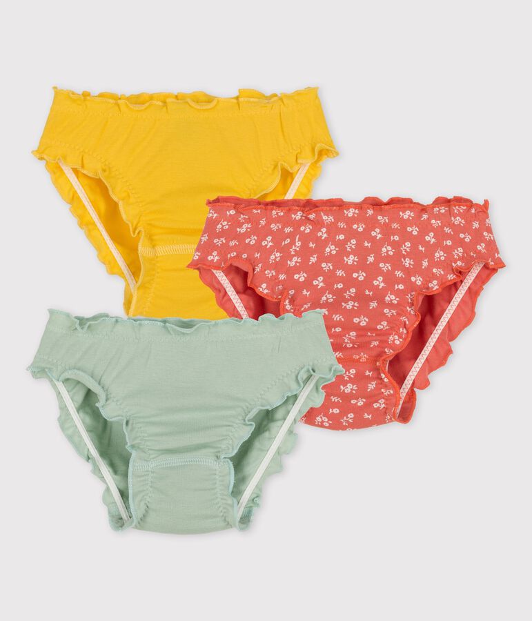 Girls' Floral Ruffled Cotton Briefs - 3-Pack multicolor