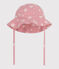 Baby girl's capeline in cotton gauze with pink flowers CHARME pink/MARSHMALLOW white