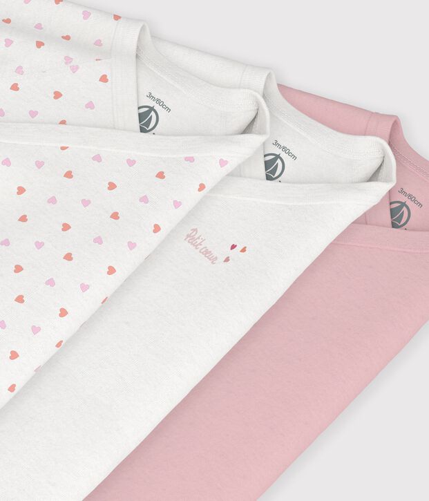 Pack of babies' long-sleeved printed cotton wrapover bodies multicolor