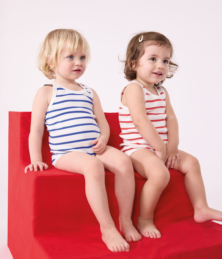 Babies' sleeveless stripy cotton bodysuits - 2-Pack multicolor