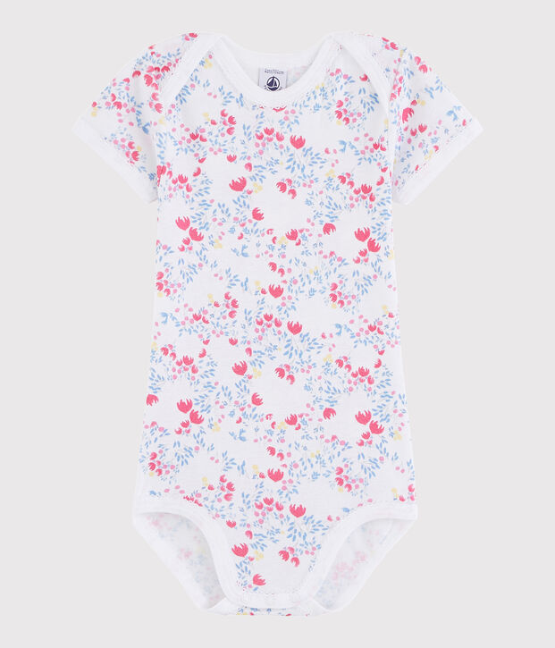 Baby Girls' Short-Sleeved Bodysuit white/pink/multicolor