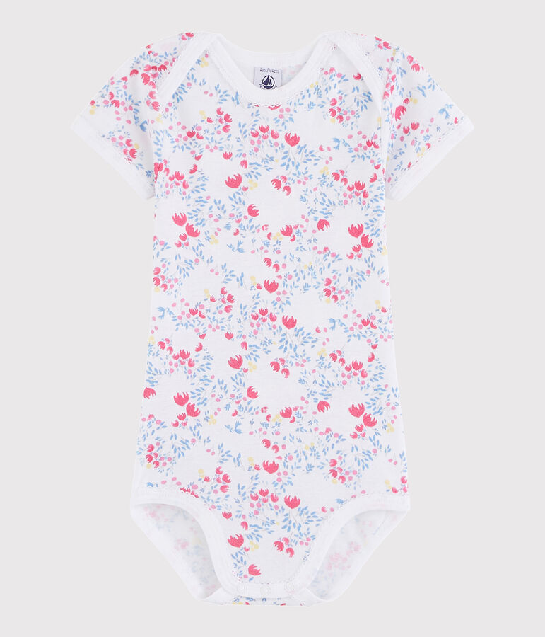 Baby Girls' Short-Sleeved Bodysuit white/pink/multicolor