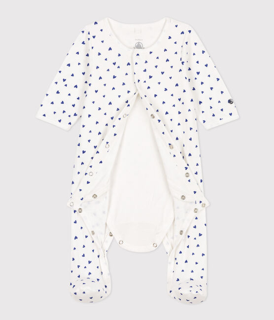 Heart Patterned Tube Knit Bodyjama MARSHMALLOW white/NEWBLEU