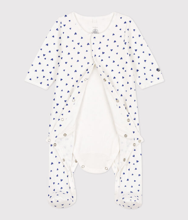 Heart Patterned Tube Knit Bodyjama white/blue