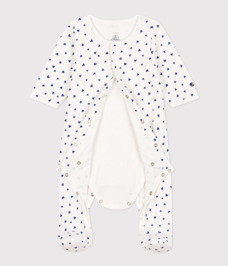 Heart Patterned Tube Knit Bodyjama white/blue