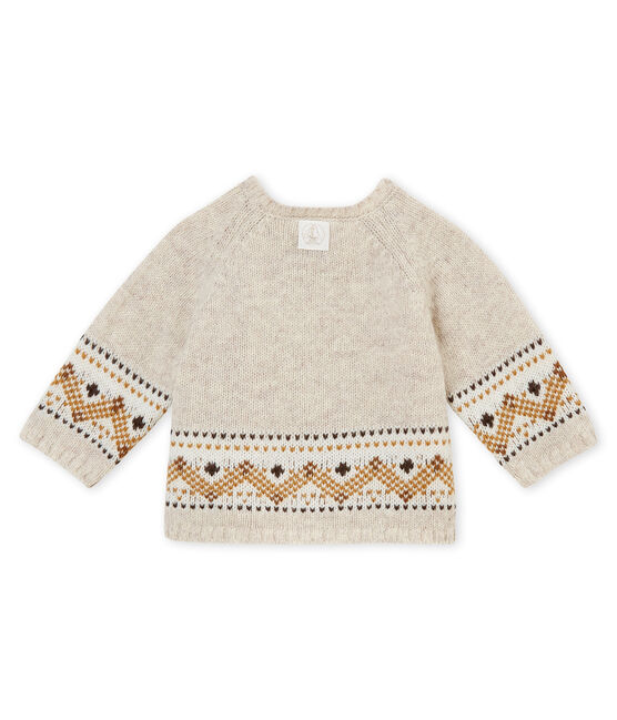 Baby boy's cardigan in knit jacquard CREAMY CHINE beige
