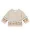Baby boy's cardigan in knit jacquard CREAMY CHINE beige