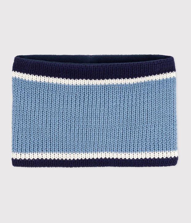 Children's fleece-lined knitted snood blue
