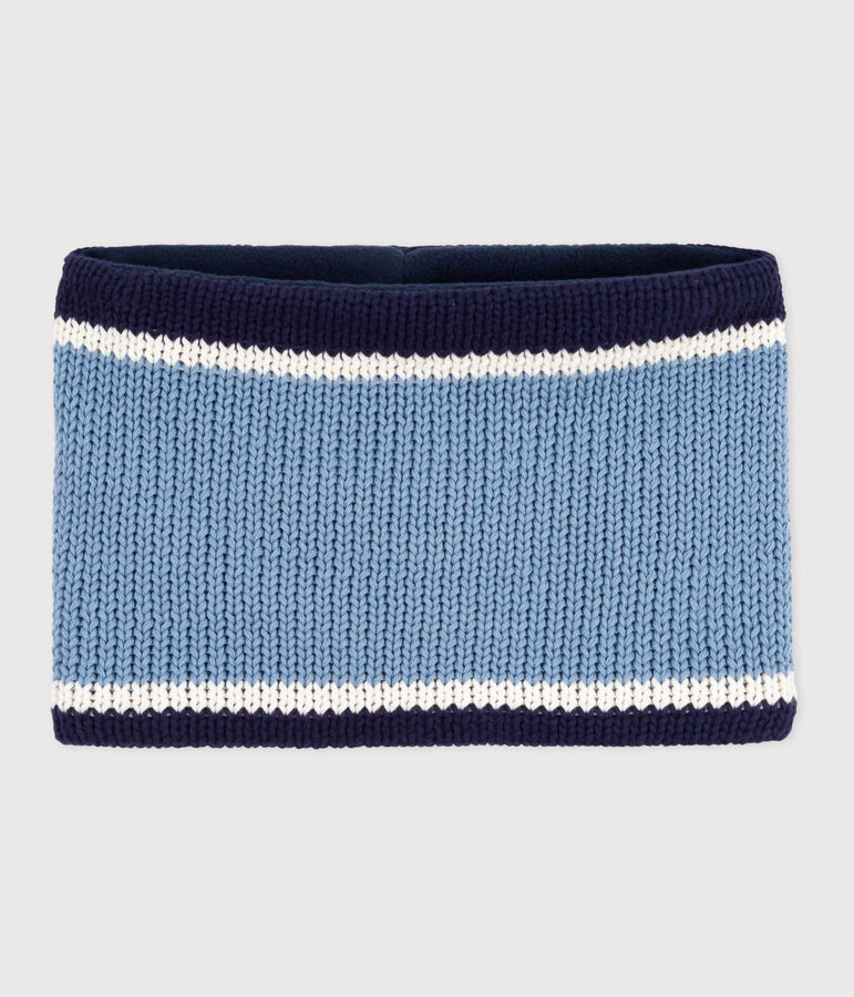 Children's fleece-lined knitted snood ADRIATIC blue