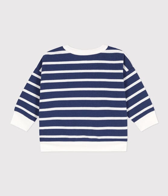 Babies' Stripy Fleece Sweatshirt CHALOUPE /MARSHMALLOW
