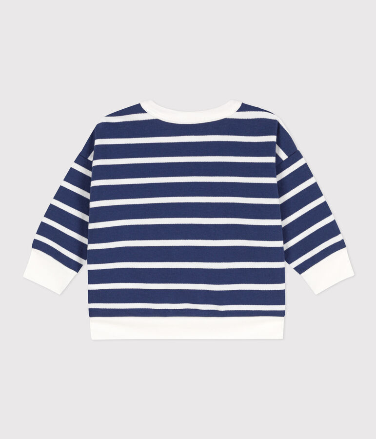 Babies' Stripy Fleece Sweatshirt blue/white