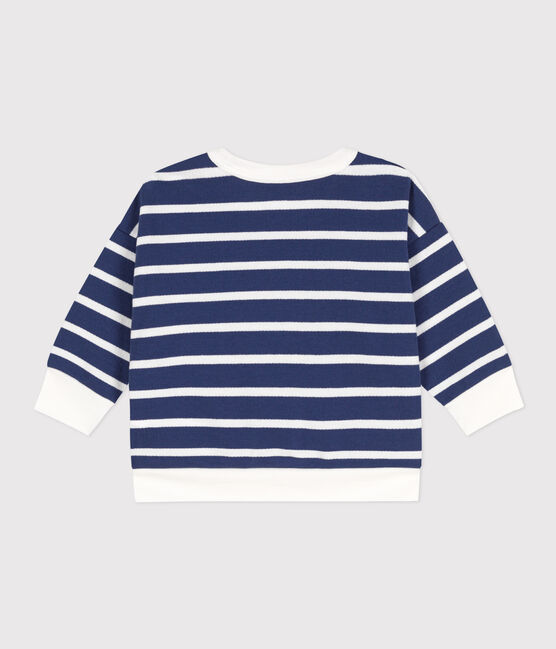 Babies' Stripy Fleece Sweatshirt CHALOUPE /MARSHMALLOW