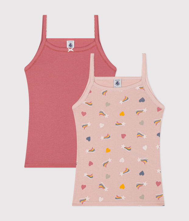 Children's cotton vests with fine straps - 2-Pack multicolor