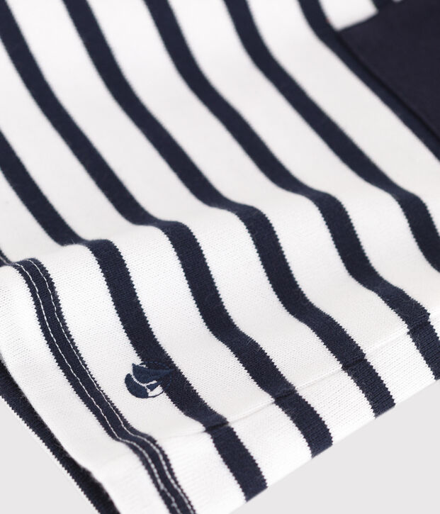 Children's short-sleeved cotton dress white/blue