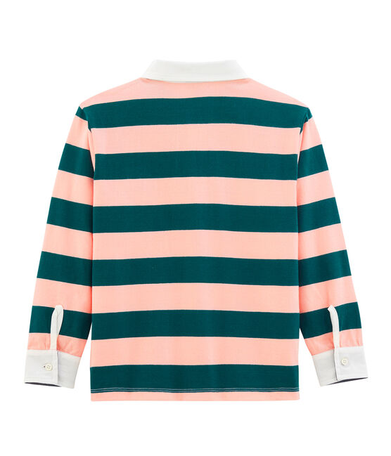 Boys' Rugby Polo Shirt PINEDE green/ROSAKO pink