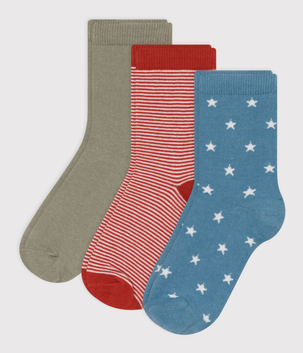 Children's Cotton Jersey Starry Socks - Pack of 3 multicolor
